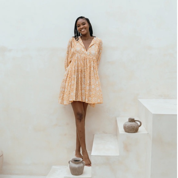 Daughters of India • Kyra Mini Dress in Tangerine - Picture 2 of 5
